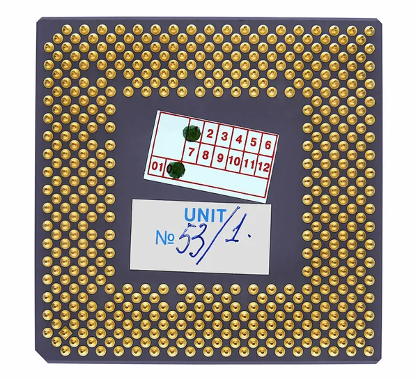 Штифты со стороны компьютерного процессора (2002 год) с 455 штифтами — стоковое фото