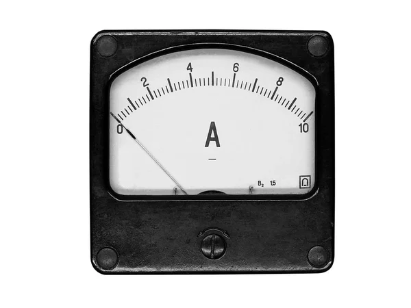 A square black ammeter for 10 ampere of direct current on the wh — Stock Photo, Image