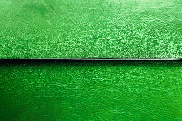 Excelente Textura Verde Cuero Genuino Una Franja Negra Pasa Por — Foto de Stock