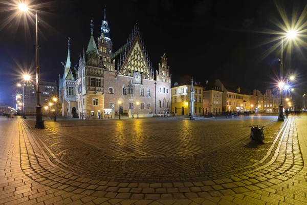 Vue Soir Place Marché Wroclaw Pologne — Photo