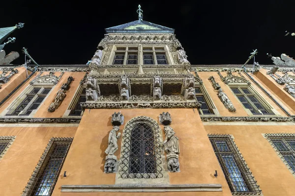 Vista Nocturna Plaza Del Mercado Wroclaw Polonia — Foto de Stock