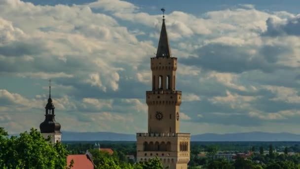 Tijd Lapse Beelden Van Wolken Gebouwen Oude Europese Stad — Stockvideo