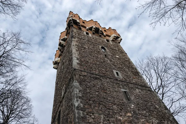 Widok Dołu Wieży Piastowskiej Cieszynie Polska — Zdjęcie stockowe