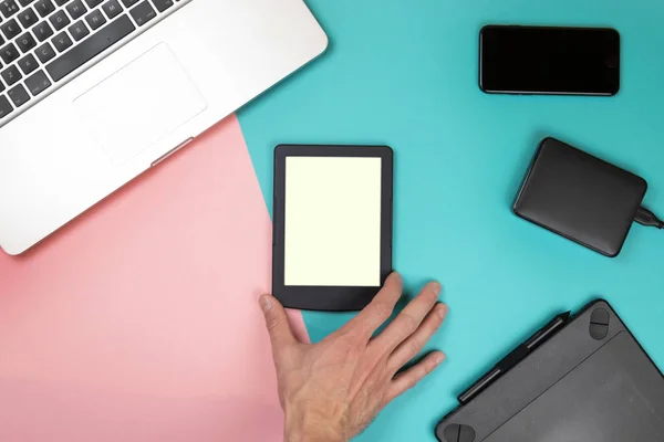 Table Top View Leave Space Display Your Content Technology Concept — Stock Photo, Image