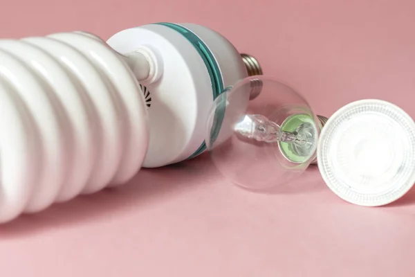 Close View White Light Bulb Isolated Pink — Stock Photo, Image