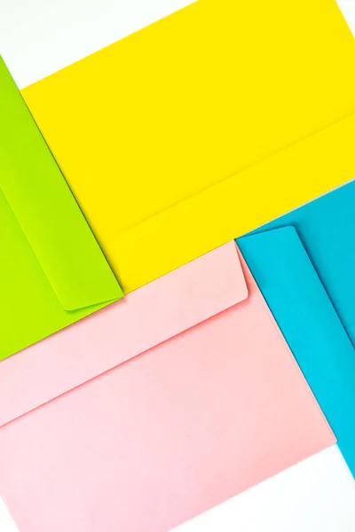 Different Colored Envelopes Table Multi Colored Envelopes Letters Background — Stock Photo, Image