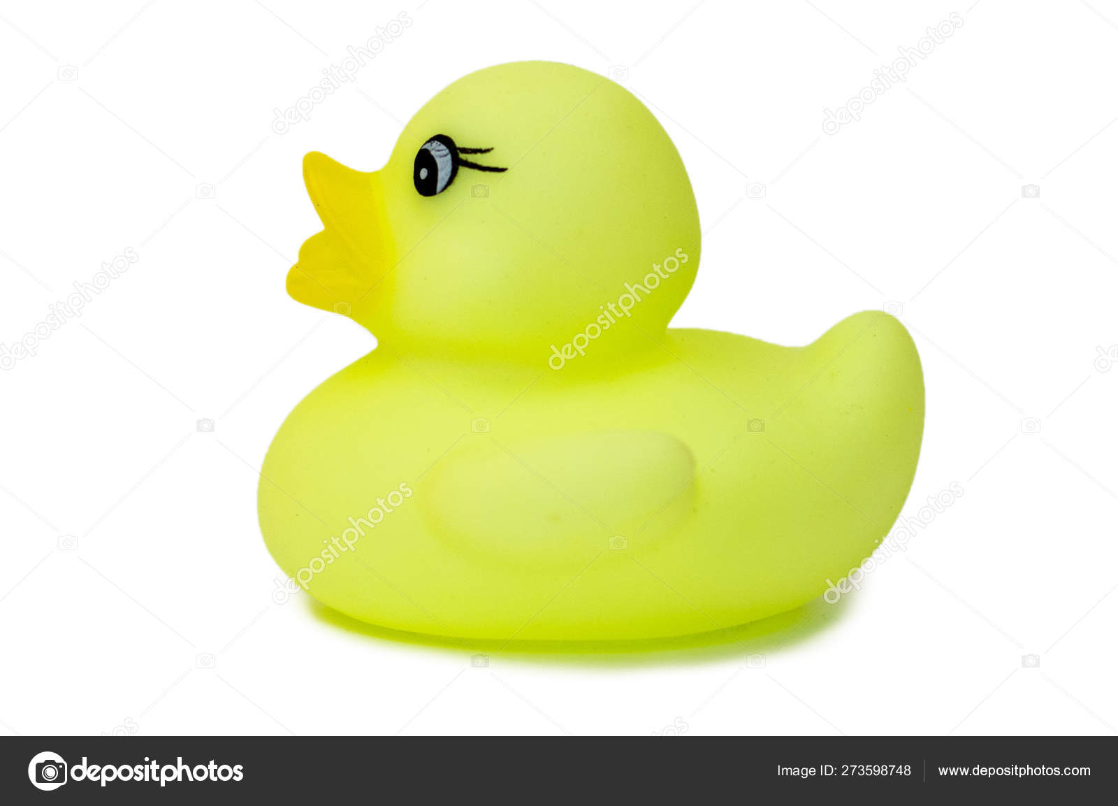 Rubber Bath Duck Isolated White Side View Lemon Rubber Duck — Stock