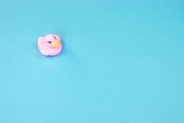 Rubber Bad Eend Kleurrijke Achtergrond Top Uitzicht Toy Rubber Duck — Stockfoto