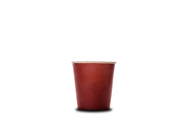 Коричневый Одноразовый Бумажный Стаканчик Кофе Изолирован Белом Концепция Реклама Кофе — стоковое фото