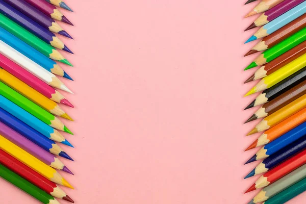 Χρώμα Μολύβι Αντίγραφο Χώρο Απομονώνεται Ροζ Φόντο Φιλοσοφία Πλαισίου Εκπαίδευσης — Φωτογραφία Αρχείου