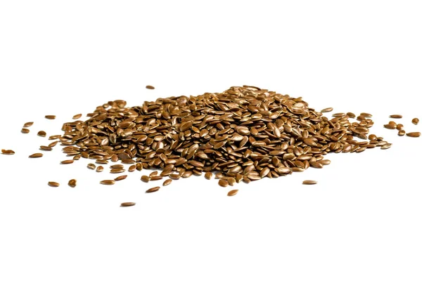 Heap of linseeds, flax seeds on white background. — Stock Photo, Image
