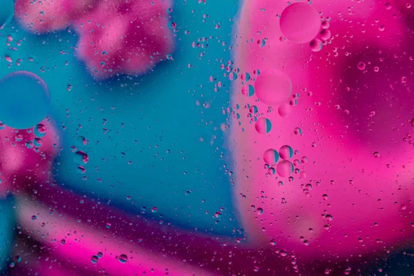 Micro molecular abstract pattern of colored oil bubbles on water. — Stock Photo, Image