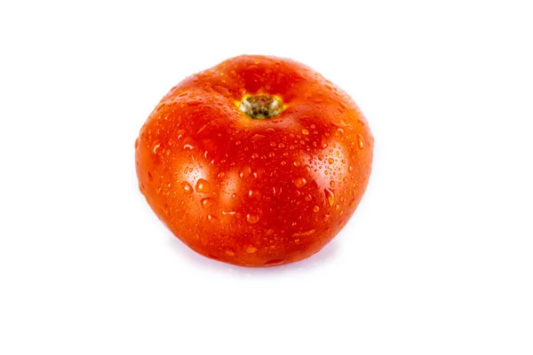 Rohe, rote Bio-Tomate isoliert auf weißem Hintergrund. Konzept der gesunden Ernährung. — Stockfoto