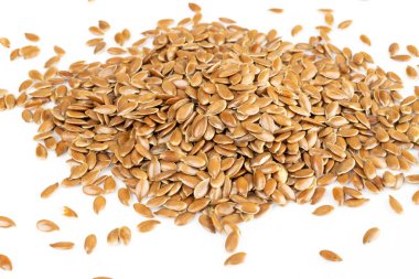 Keten tohumu. Keten tohumu beyaz arka plan üzerinde izole. Üstte görüntü