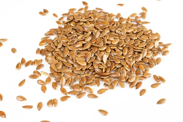 Linseeds. Flax seeds isolated on white background. Top view — Stock Photo, Image