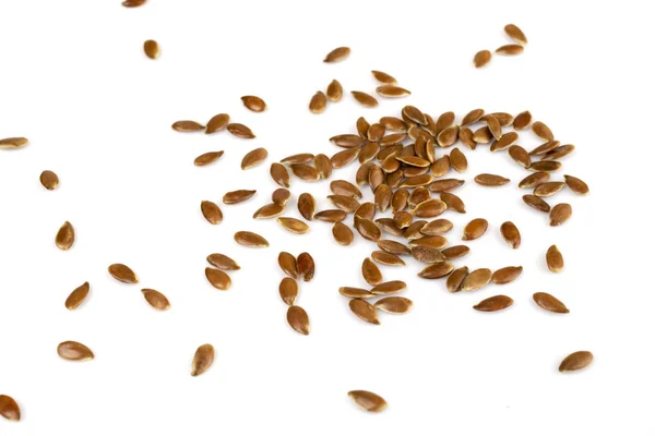 Linseeds. Flax seeds isolated on white background. Top view — Stock Photo, Image