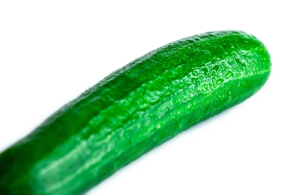 Πράσινο, φρέσκο αγγούρι απομονωμένο σε λευκό φόντο. Βιολογικά λαχανικά. — Φωτογραφία Αρχείου