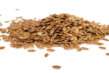 Keten tohumu yığını, keten tohumu beyaz. Diyet ve sağlıklı beslenme.