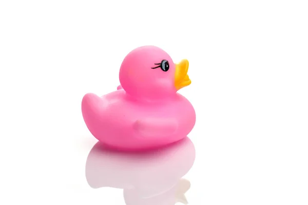 Yellow duck. Rubber toy isolated on white background. — Stock Photo, Image