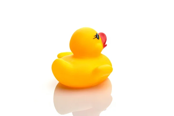 Duck background. Yellow rubber toy. Pay in pool. — Stock Photo, Image