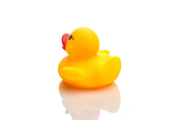 Rubber duck isolated. Yellow plastic toy in bathroom. — Stock Photo, Image