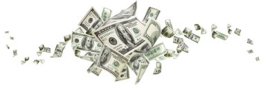 Para yığını. Amerika'nın 100 doları. Düşen para izole, bize fatura.