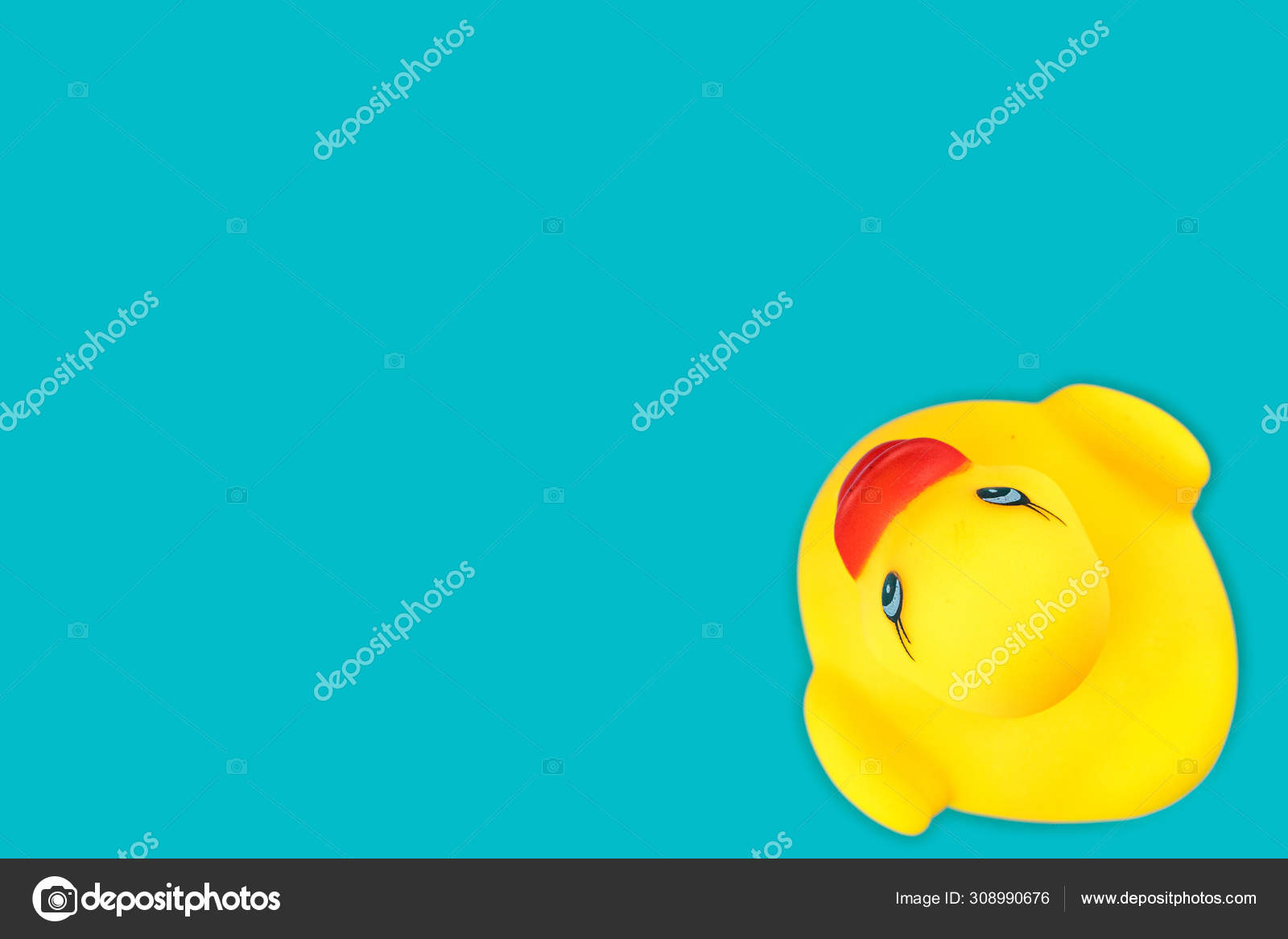 Duck background. Yellow rubber toy. Pay in pool. Stock Photo by