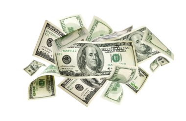Amerikan doları banknotu. Washington Amerikan parası. Düşen usd para geri