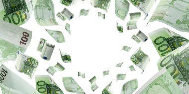 Avro banknotu arka planda izole edilmiş. Avrupa para faturası. İş parası
