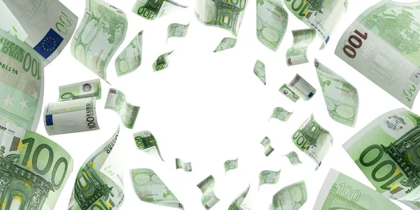 Eurobankbiljet Geïsoleerde Vallende Achtergrond Europese Geldrekening Zakelijk Geld — Stockfoto
