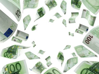 Avro banknotu arka planda izole edilmiş. Avrupa para faturası. İş parası