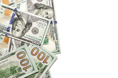 Para geçmişi. Amerika 'nın yüz doları. Kullanıcı parası beyaza izole edildi.