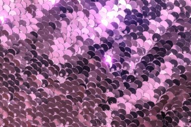 Çekirdekler izole edildi. Denizkızı pembe parıltılı kumaş dokusu. Renkli denizkızı payetli kadın