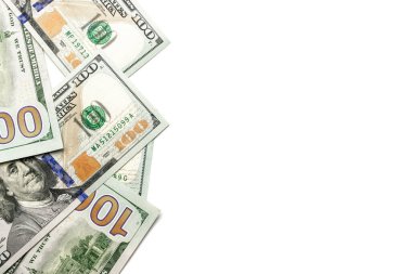 Dolar işareti. Amerikan parası beyaza izole edilmiş. Nakit beyaz arka plan, fatura