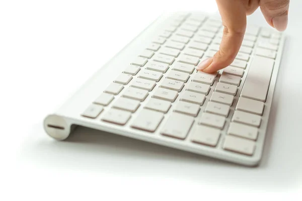Work Woman Female Online Work Female Hand Typing Desktop Office — Stock Photo, Image