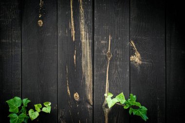 Siyah ahşap desen. Vintage grunge duvar kağıdı için kereste yüzey duvarı. Fotokopi alanı olan siyah tahılı masa. Eski ahşap şablon. Doğal malzeme arkaplanı