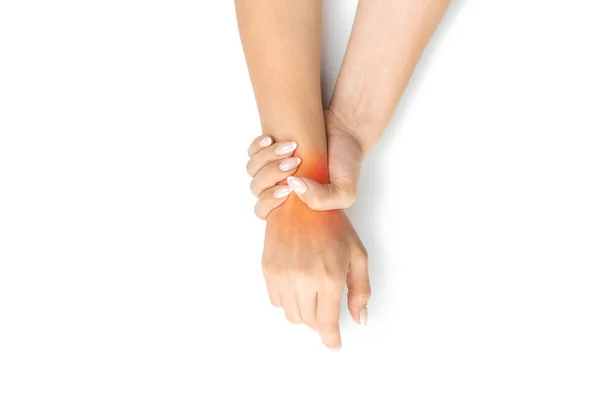 Kadın Karpal Tünel Artrit Ofis Sendromu Bilgisayarın Sonucudur Kadın Bileğinde — Stok fotoğraf