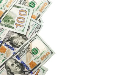 Para geçmişi. Amerika 'nın yüz doları. Kullanıcı parası beyaza izole edildi