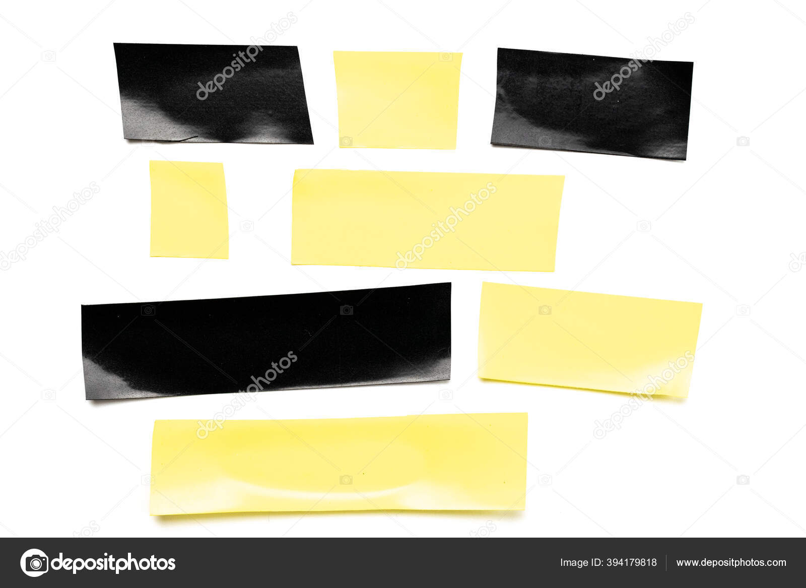 Tape roll. Adhesive paper or yellow and black sticky piece scotch