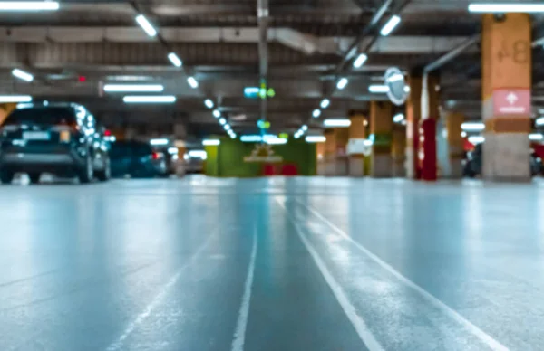 Garage Interieur Wazig Parkeerplaats Ondergrondse Garage Van Stad Lege Weg — Stockfoto