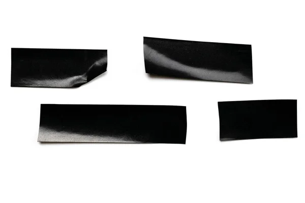 粘着性の紙 白い背景に隔離された黒いダクトスコッチテープの部分 トーンストリップグランジの質感 — ストック写真