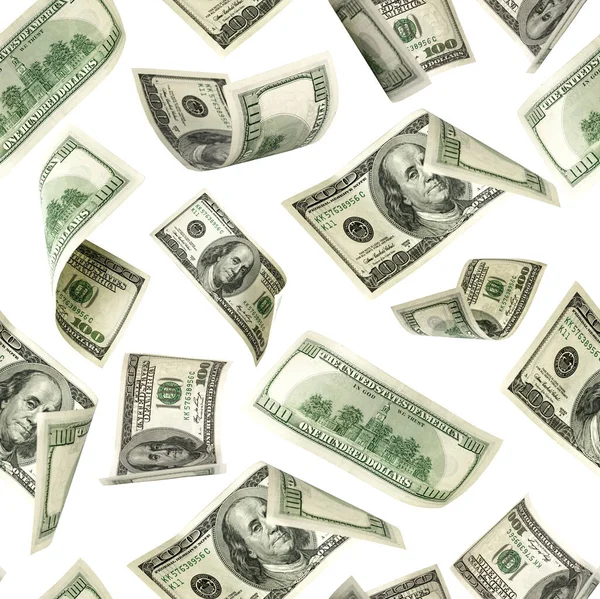 Geld naadloos patroon geïsoleerd op wit. Amerikaans geld. Washington Amerikaans geld, USD achtergrond. — Stockfoto