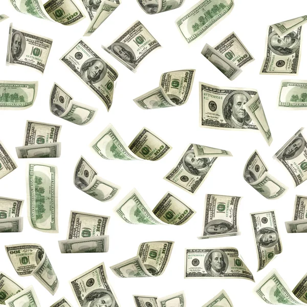 白で隔離されたお金のシームレスなパターン アメリカのお金 ワシントン アメリカン キャッシュ — ストック写真