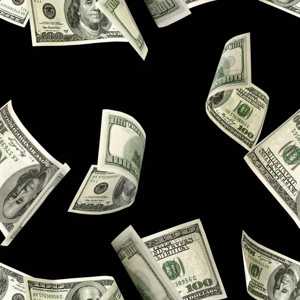 Долар Безшовний Гроші Сто Доларів Америки Банкноти Ізольовані Чорному — стокове фото