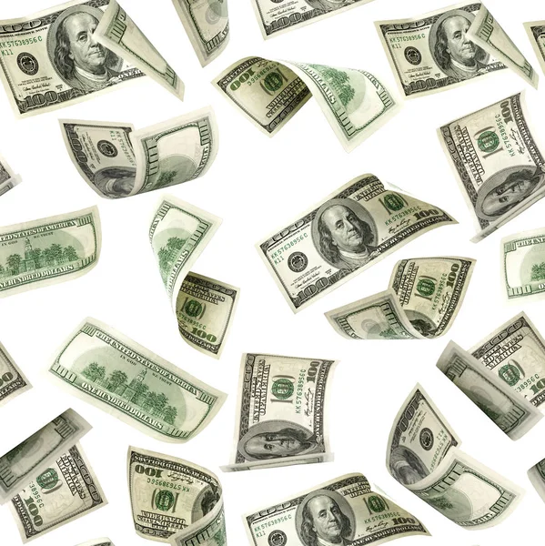 Poker Drukt Ons Dollar Amerikaans Geld Geïsoleerd Wit Geld Vliegen — Stockfoto