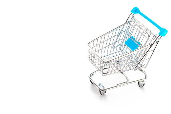 Stainless Steel Cart Food Shopping Basket Retail Market Empty Trolley — Stock Photo, Image