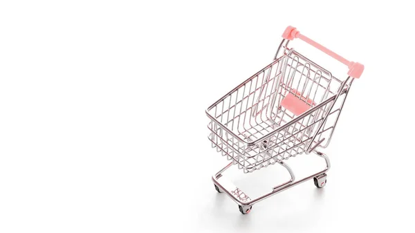 Products Cart Food Shopping Basket Retail Market Empty Trolley Cart — Stock Photo, Image