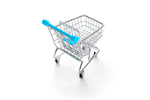 Sales Icon Empty Trolley Cart Supermarket Isolated White Food Shopping — Stock Photo, Image