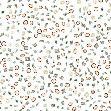 Para yığını kusursuz desen. Amerika 'nın yüz doları. Düşen Avro, Bitcoin parası izole edilmiş, bize fatura