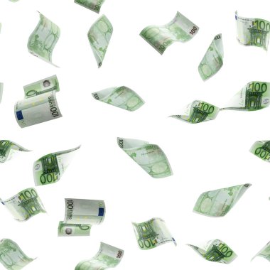 Avro banknotunun izole edilmesi sayılıyor. Para nakit düz desen dokusu beyaz arkaplan üzerinde